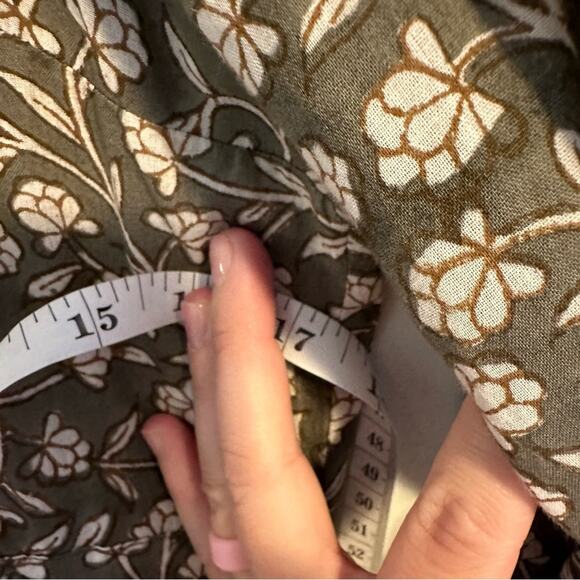 Emerson Fry India Collection Green Floral Cotton Long Sleeve Maxi Dress Medium - Picture 7 of 16